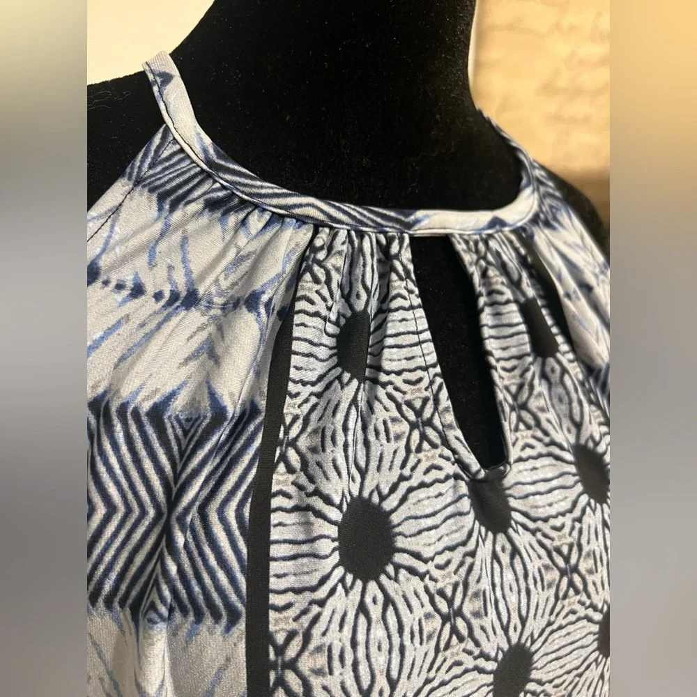 Grace Black Navy and White Midi Dress L